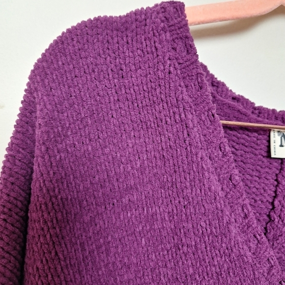 Show Me Your Mumu Hug Me Oversized V Neck Sweater in Purple Ultraviolet Knit - Picture 7 of 10